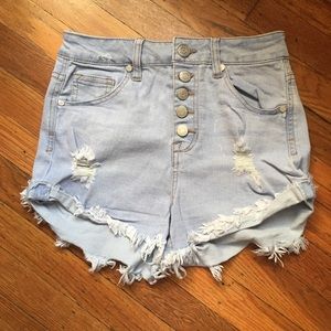 High waisted denim shorts